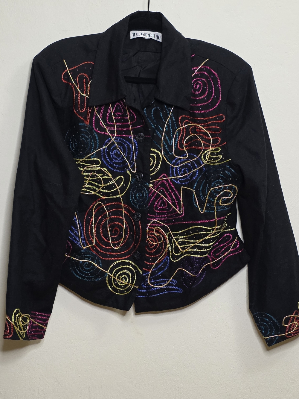 Tunique Black Cotton JACKET - Medium - Picture 1 of 3